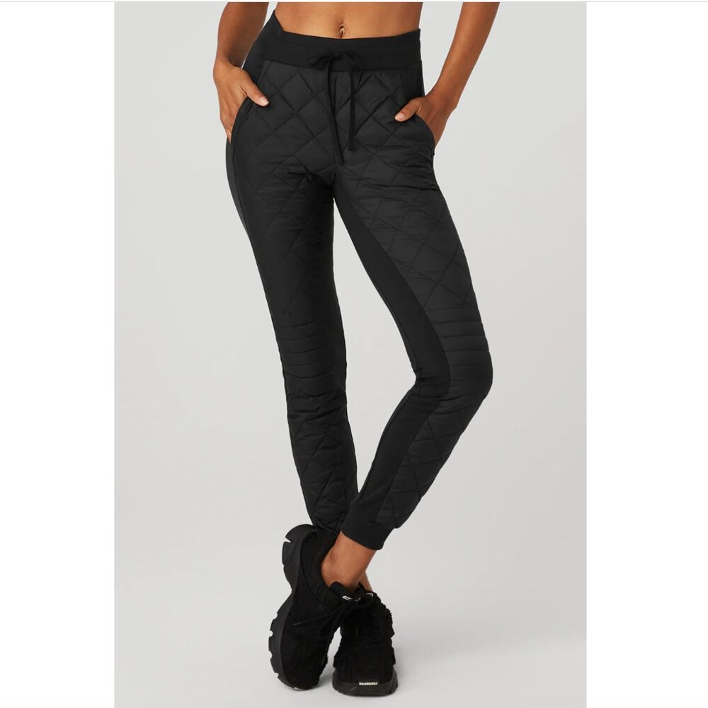 Alo high-waist quilted moto puffer pant